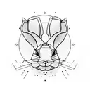 A geometric rabbit surrounded by smoke and beer bottles tattoo design idea