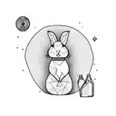A geometric rabbit surrounded by smoke and beer bottles tattoo design idea