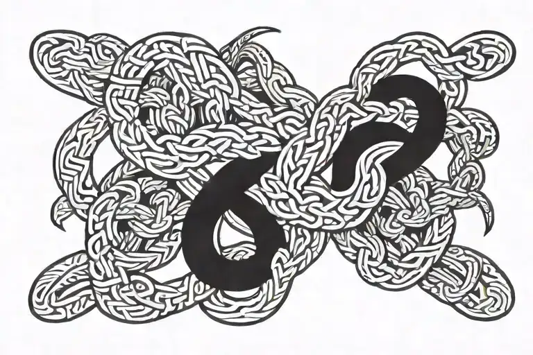 reef knot intertwined tattoo design idea