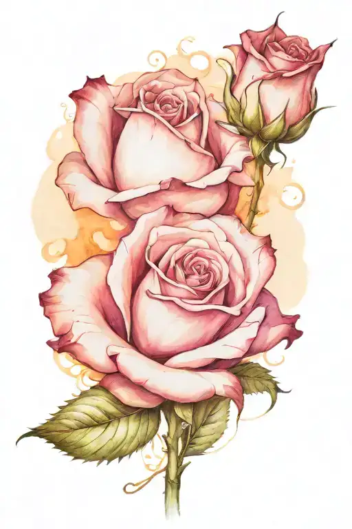 Realism A realistic representation of a rose interwoven with a candle, symbolizing the dualism of life and death in a spiritual context tattoo design idea