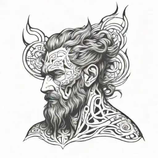 man with big aura, charism tattoo design idea