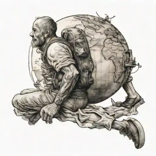 man who carry the world on his shoulders On earth globe tattoo design idea