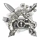 A tattoo of a chef and a photographer's hands working together to create a masterpiece, with digital editing tools subtly incorporated into the design tattoo design idea