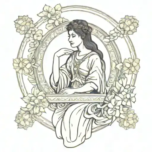 féminine stoic virtues: Courage, Temperance, Justice, and Wisdom. tattoo design idea