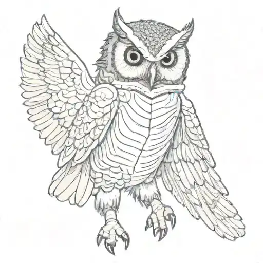 An owl wearing a Michael Jackson-inspired outfit, with a microphone in its talons tattoo design idea