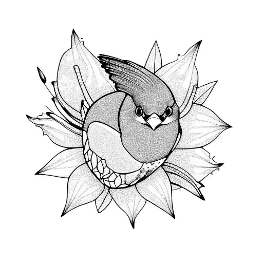 sparrow, mountain, ocean, Lily, sky tattoo design idea