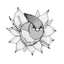 sparrow, mountain, ocean, Lily, sky tattoo design idea