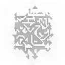 Create a tattoo featuring a maze with hidden symbols representing the complexity of ADHD in a dotwork style tattoo design idea