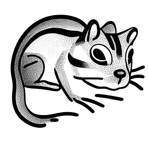 chipmunk cat frog on a log tattoo design idea