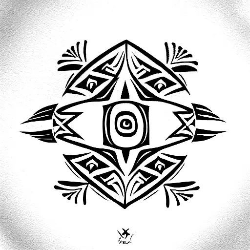 Polynesian circle tiki tattoo - Rudvistock