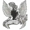 nude cyborg angel tattoo design idea