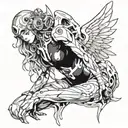 nude cyborg angel tattoo design idea