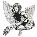 nude cyborg angel tattoo design idea