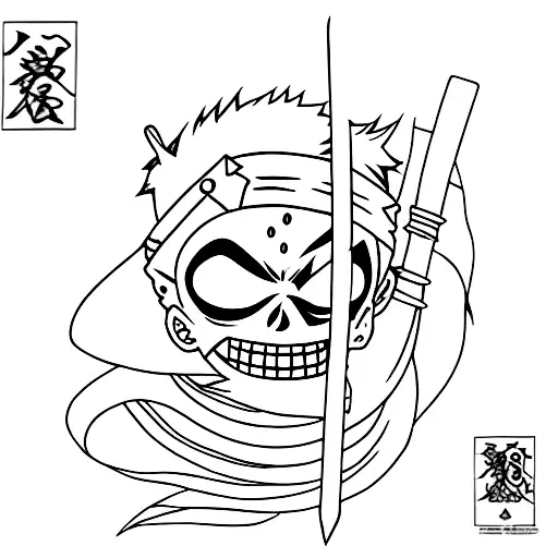 zoro 3 swords one piece tattoo design idea