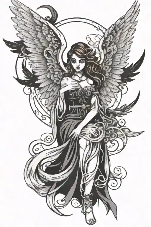 gothic Angel tattoo design idea