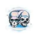 moon and skull tattoo design idea