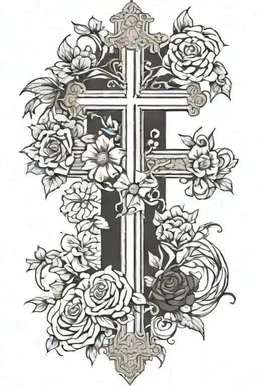 a cross and a nice design has the bible verse of Romans 8: 11 The same power that rose Christ from the dead dwells with tattoo design idea