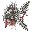 bow  arrow with blood dripping tattoo design idea