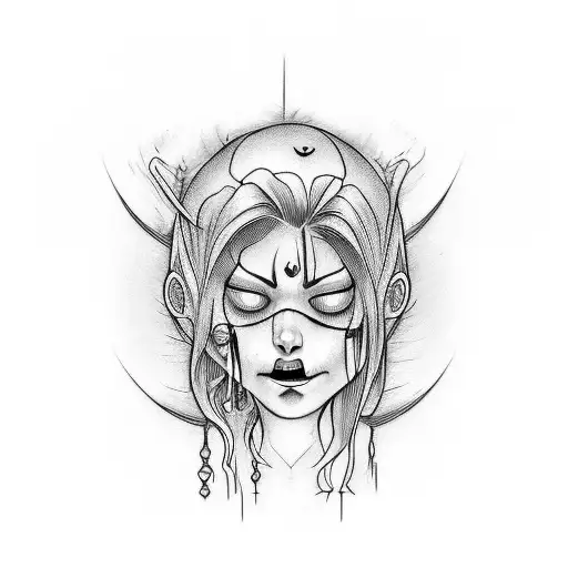 women who is crying, creepy, masochist,  tattoo design idea