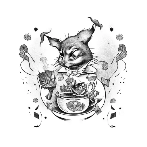 flash designs, alice in wonderland, horror tattoo design idea