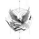 Phoenix with Books and Rock'n'Roll and london tattoo design idea
