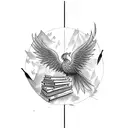 Phoenix with Books and Rock'n'Roll and london tattoo design idea