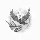 Phoenix with Books and Rock'n'Roll and london tattoo design idea