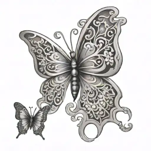 butterfly with hand of Fatima tattoo design idea