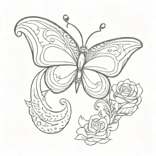 butterfly with hand of Fatima tattoo design idea