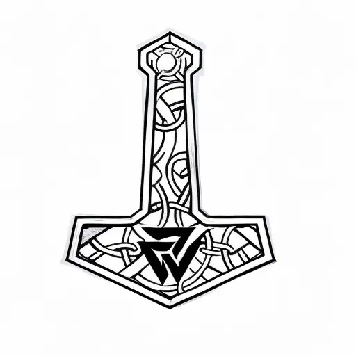 thor's hammer tattoo design idea