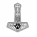 thor's hammer with lighting surrounding it tattoo design idea