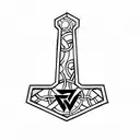 thor's hammer tattoo design idea