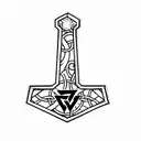 thor's hammer tattoo design idea