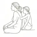 2 womens homo and daughter sitting together tattoo design idea