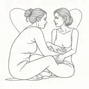 2 womens homo and daughter sitting together tattoo design idea