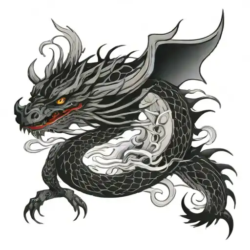 dragon and dead tattoo design idea