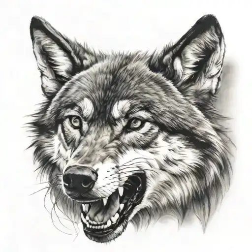angry wolf tattoo design idea