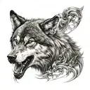 angry wolf tattoo design idea