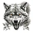angry wolf tattoo design idea
