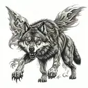 angry wolf tattoo design idea