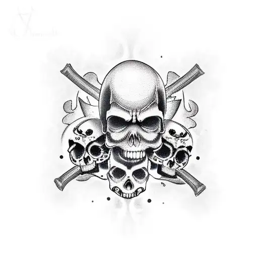 forearm 3 skulls with half sugar skull makeup tattoo design idea