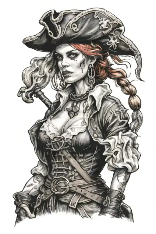 women pirate tattoo design idea