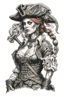 women pirate tattoo design idea
