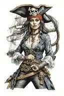 women pirate tattoo design idea