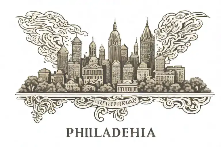 philadelphia skyline tattoo design idea