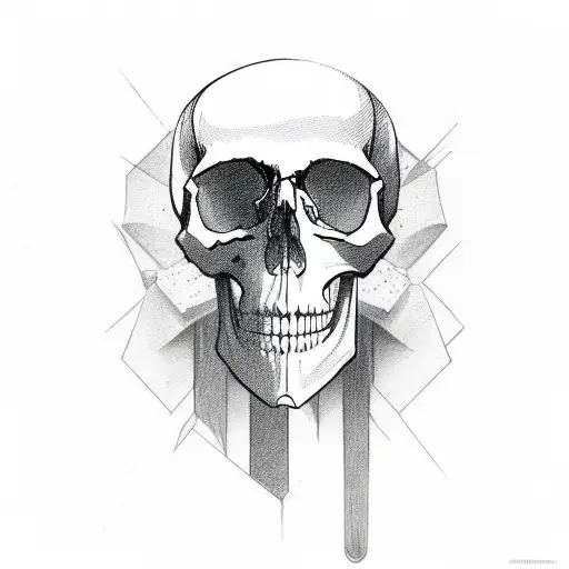 Barberman skull with mustache black tattoo design Vector Image
