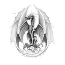 skeleton dragon clawing up a dead tree to worship death tattoo design idea