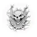 skeleton dragon clawing up a dead tree to worship death tattoo design idea