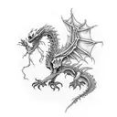 skeleton dragon clawing up a dead tree to worship death tattoo design idea