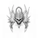 skeleton dragon clawing up a dead tree to worship death tattoo design idea